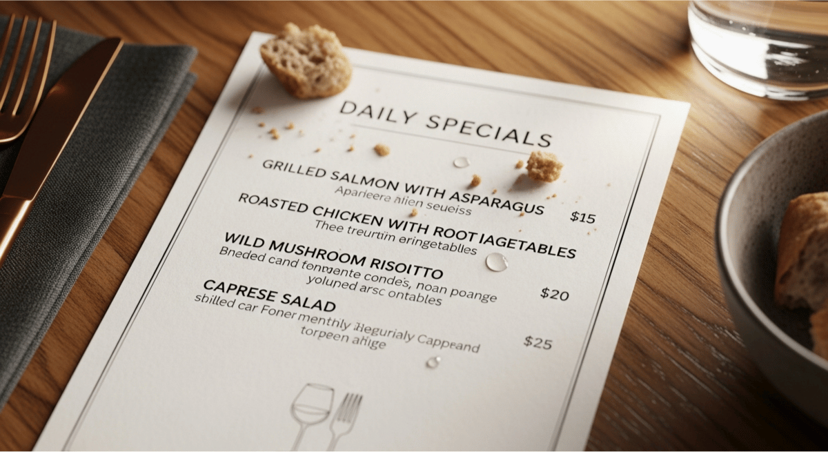 A restaurant menu